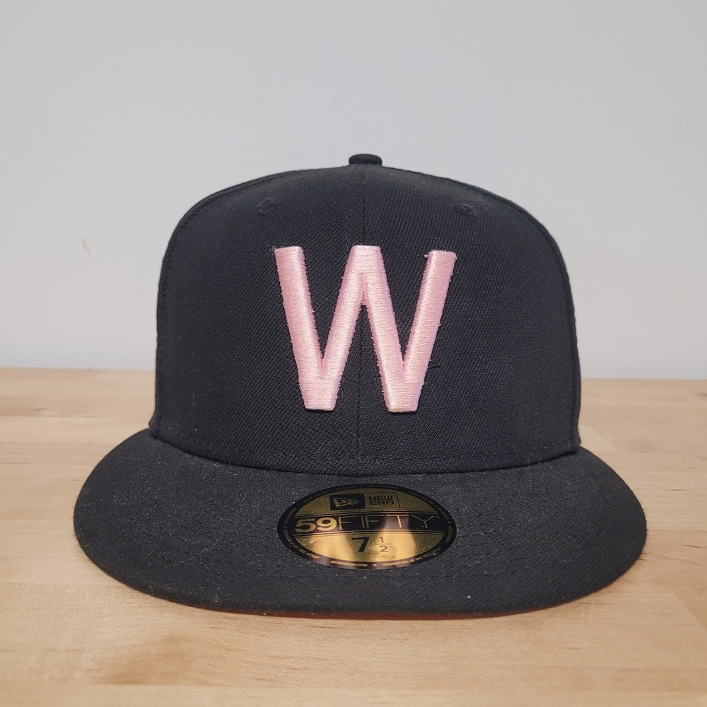 Washington Senators 1924 WS Hat Cap Mens 7 1/2 Black Pink New Era 59FIFTY Fitted